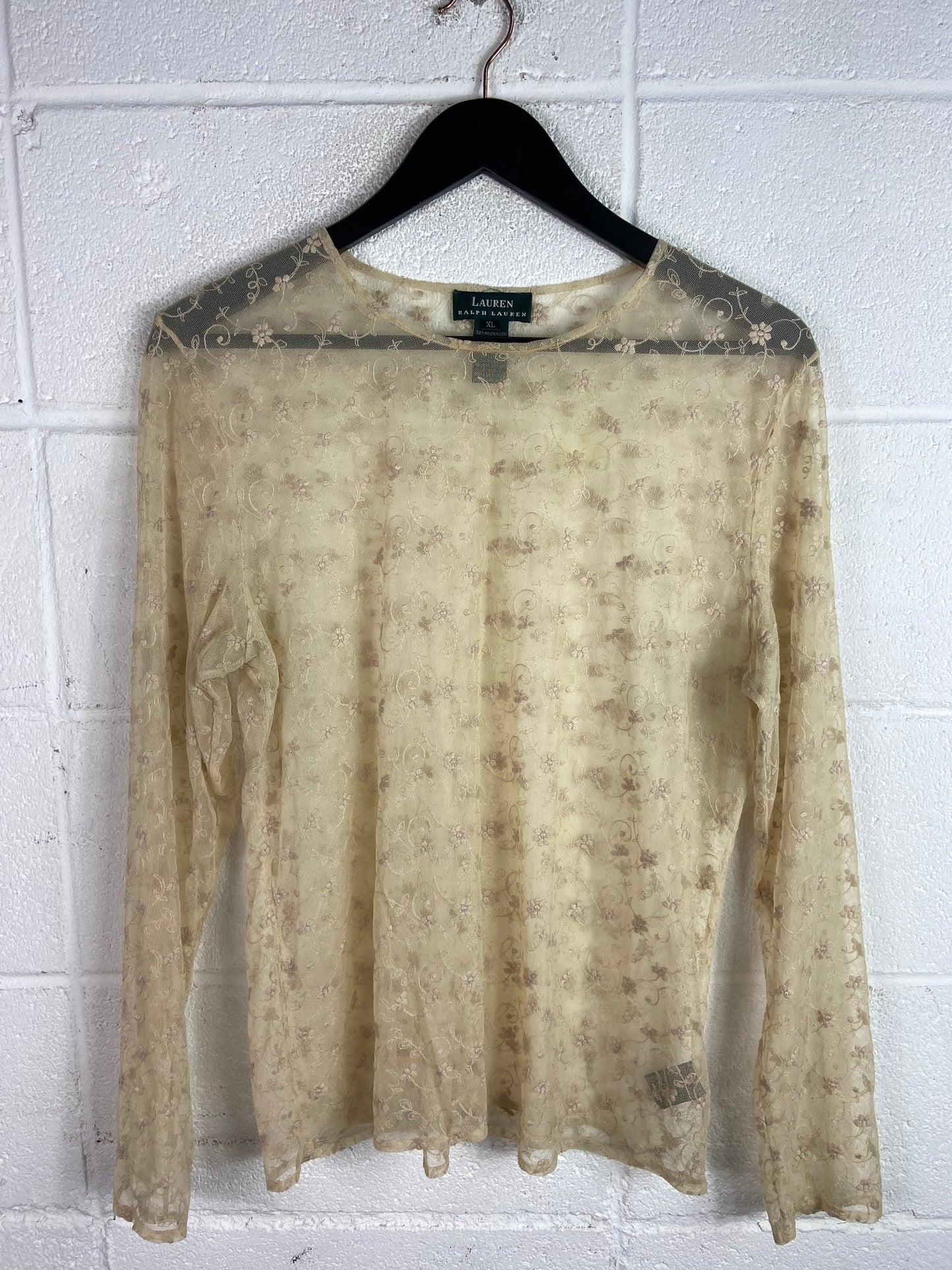 VTG RL Floral Lace Top Sz L