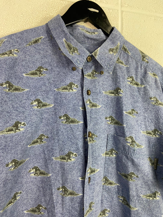 VTG Woolrich Dogs Blue Button Up Shirt Sz XL