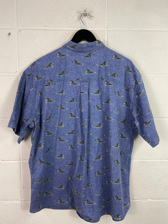 VTG Woolrich Dogs Blue Button Up Shirt Sz XL