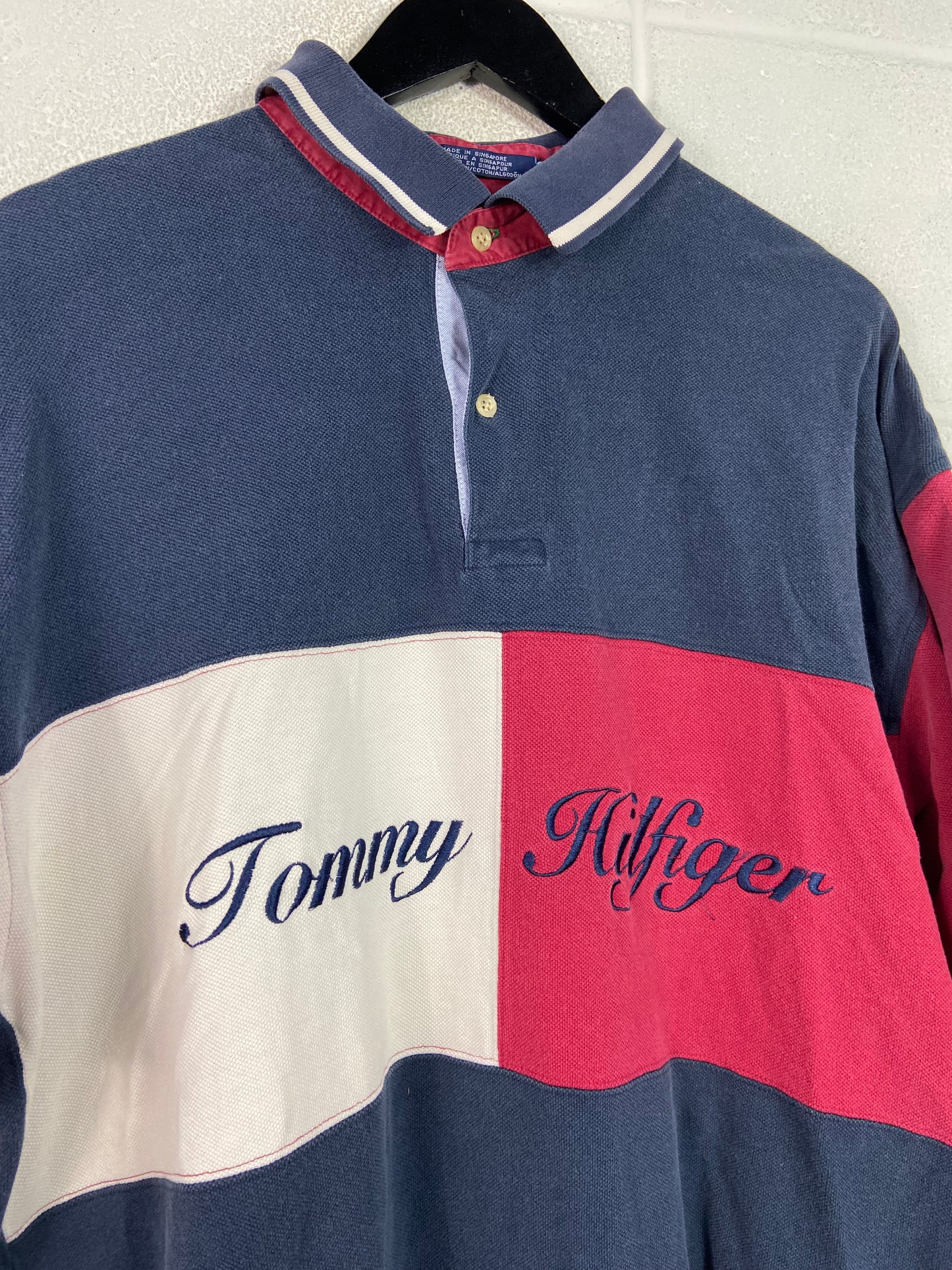 VTG Tommy Hilfiger Colorblock Polo Shirt Sz XL/XXL