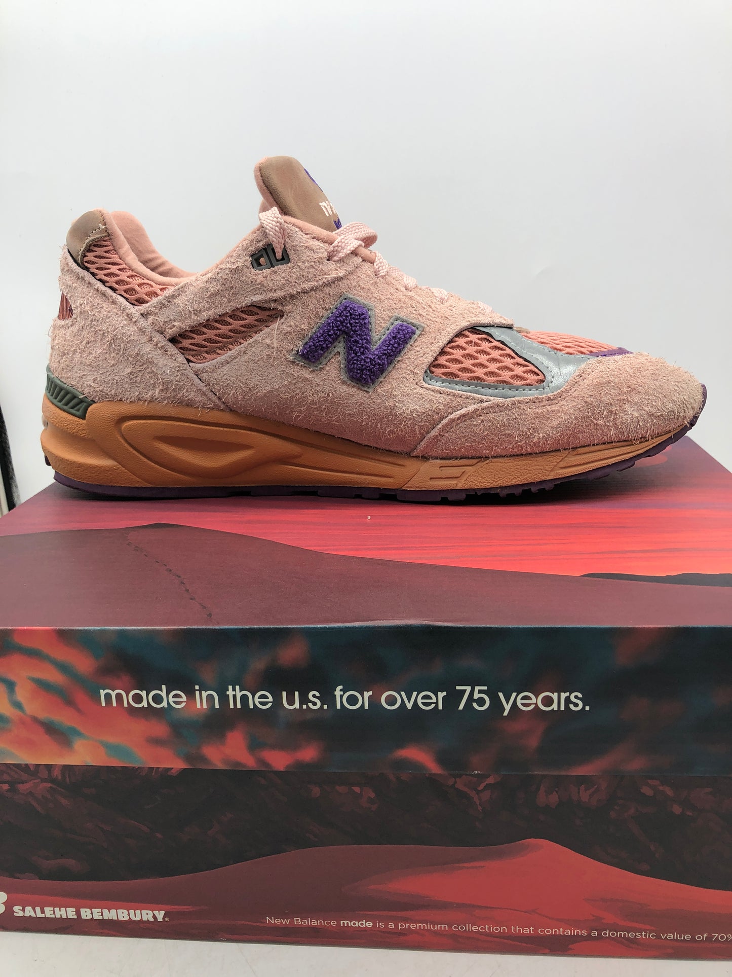 Preowned New Balance 990v2 Salehe Bembury Sand Be The Time Sz 12M/13.5W M990SB2