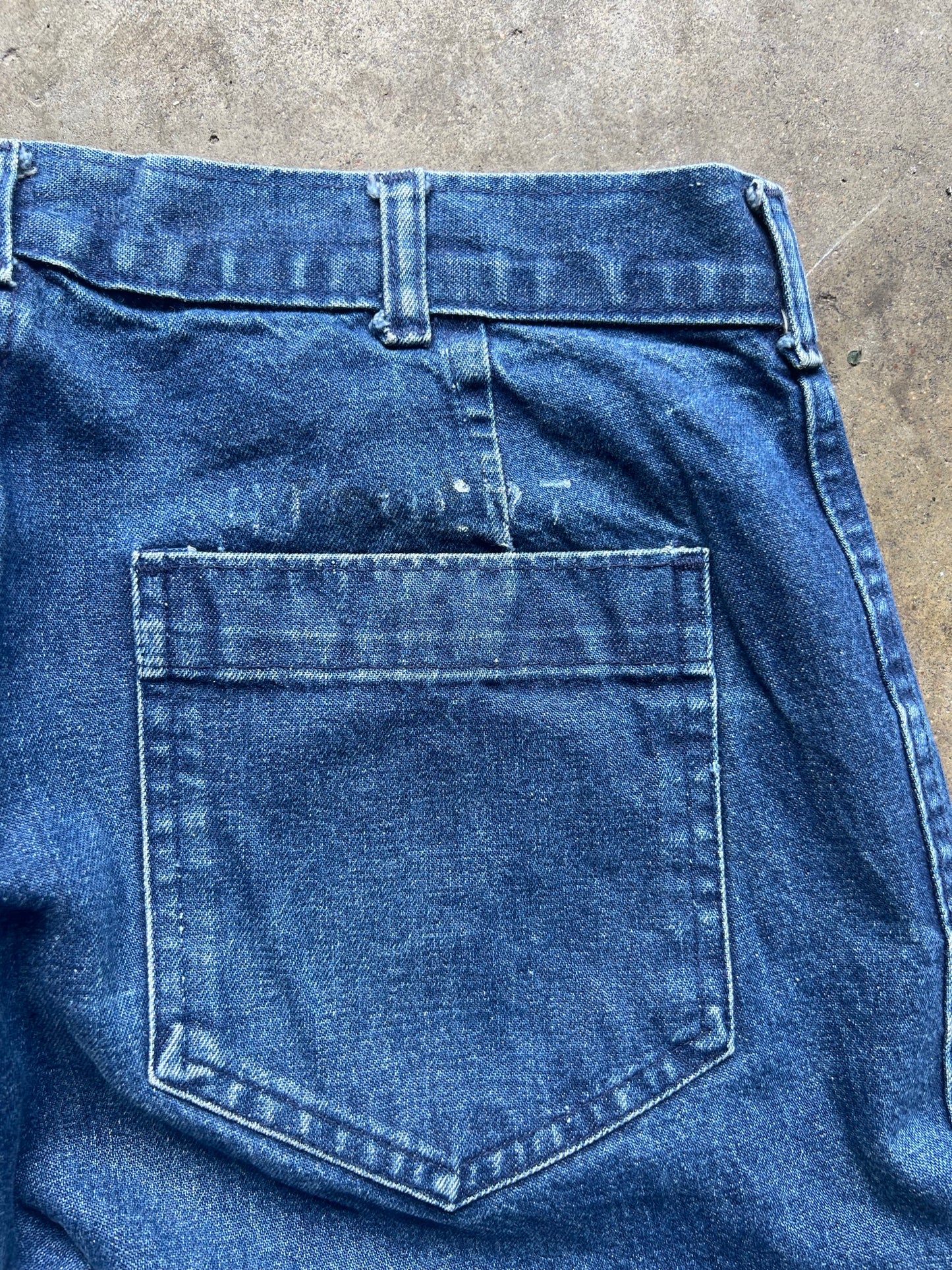 Hand Reworked Vintage Patchwork Denim Seafarers Jeans by D. Turner Sz  34x30