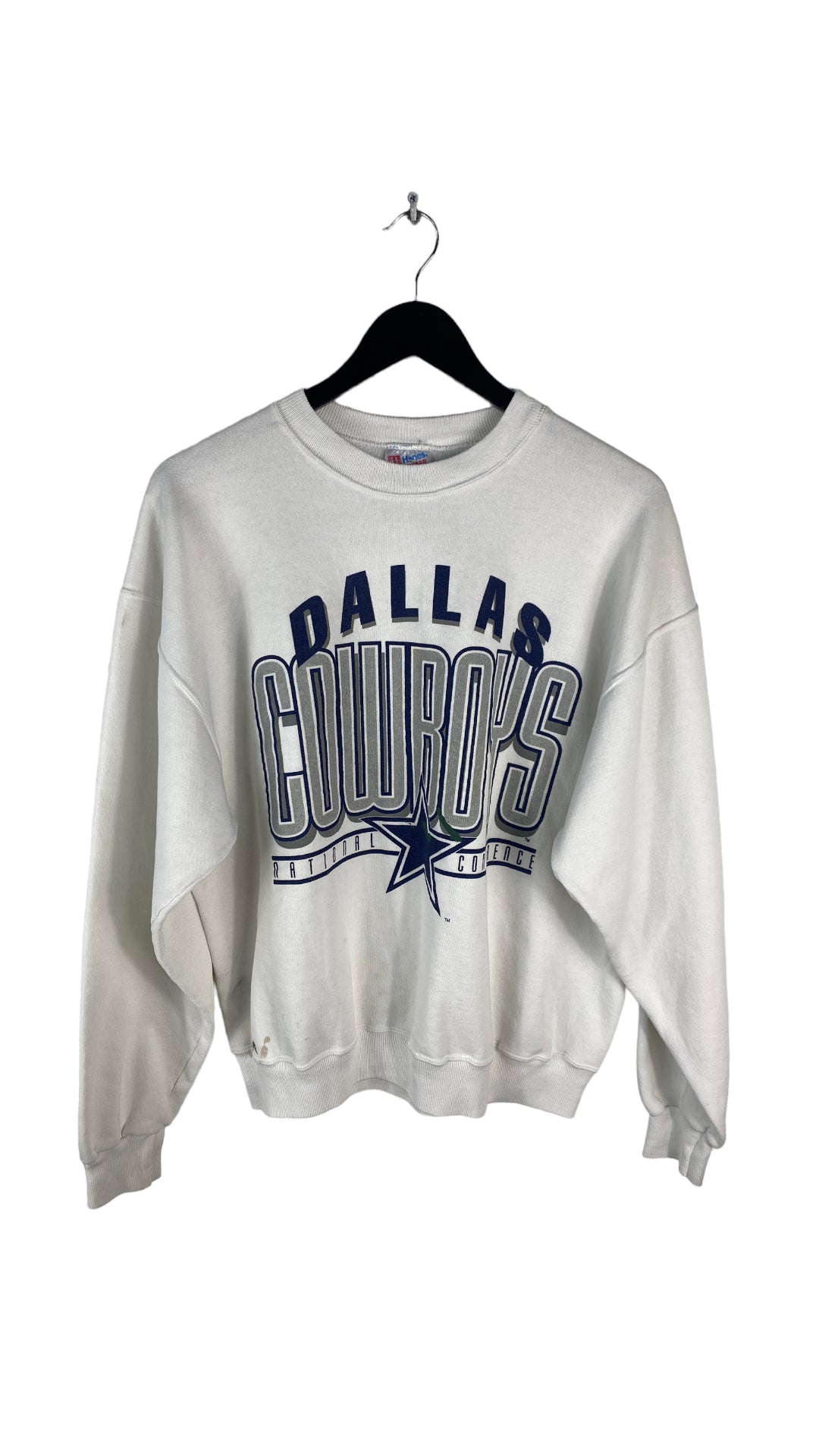 Dallas Cowboys Sweatshirt Pullover Blue White Striped Crewneck Embroidered  SzXL