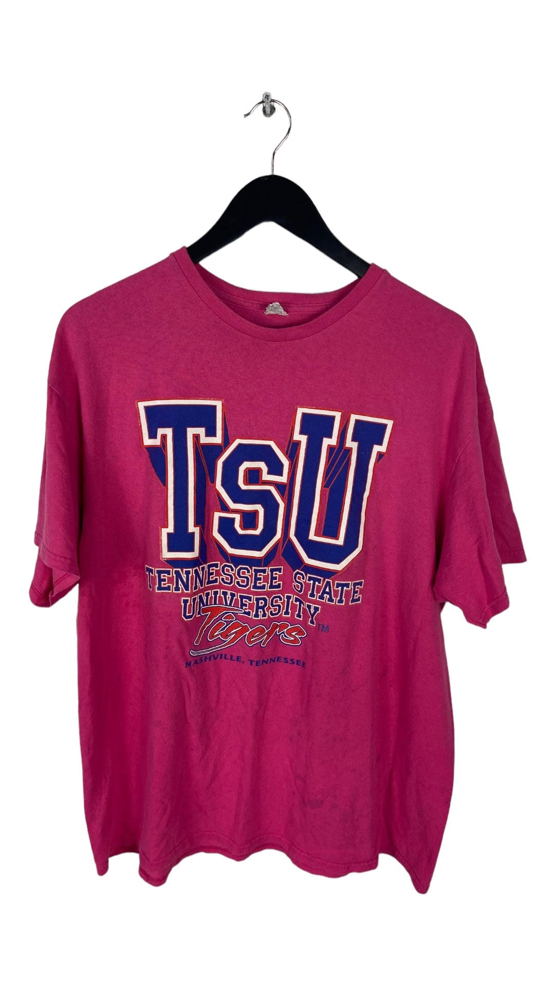 Vtg Y2K Tennessee State University Pink Tee Sz XL