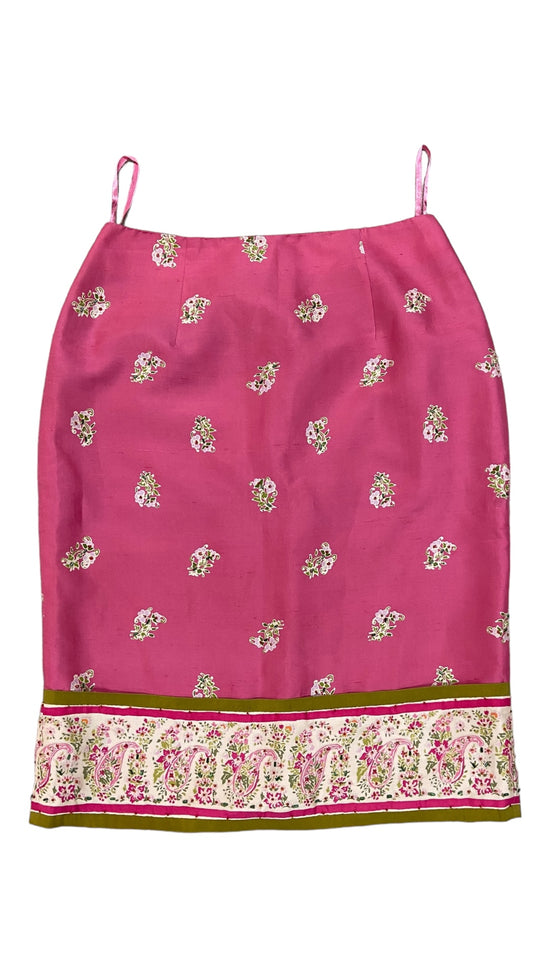 Vtg Pink Flower Detail Long Skirt Sz 12
