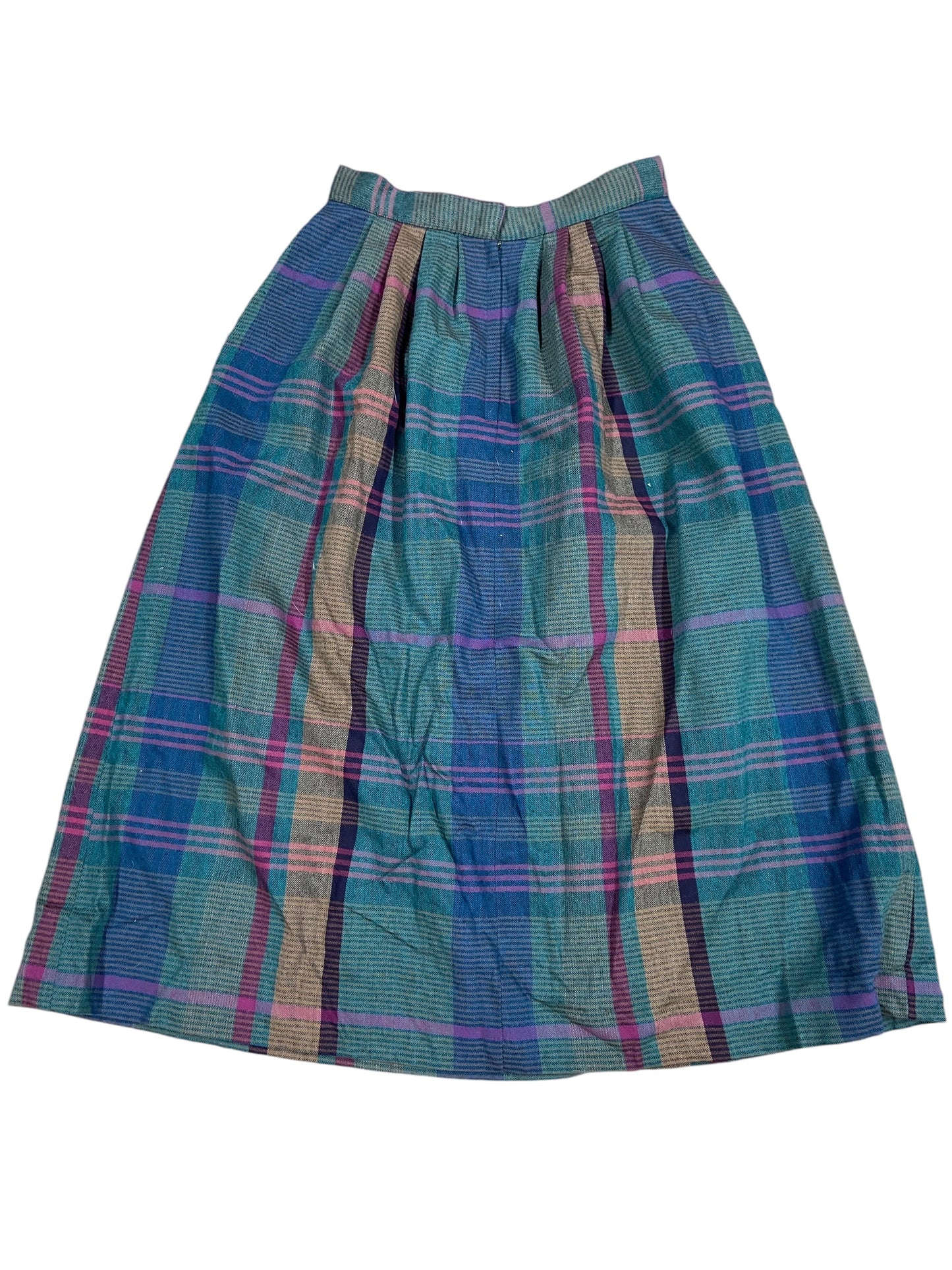 VTG Colorful Plaid Skirt Sz 26