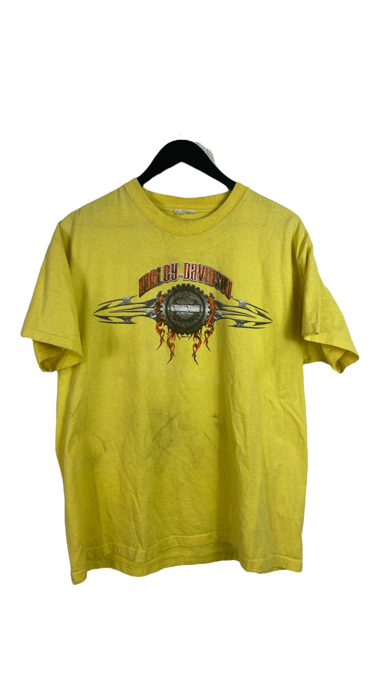 Y2K Harley Davidson Smokey Mountains Yellow Tee Sz L