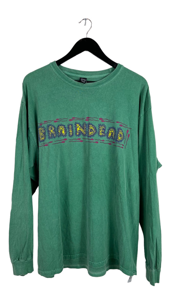 Braindead One Who Shouts Faces Green Long Sleeve Sz L