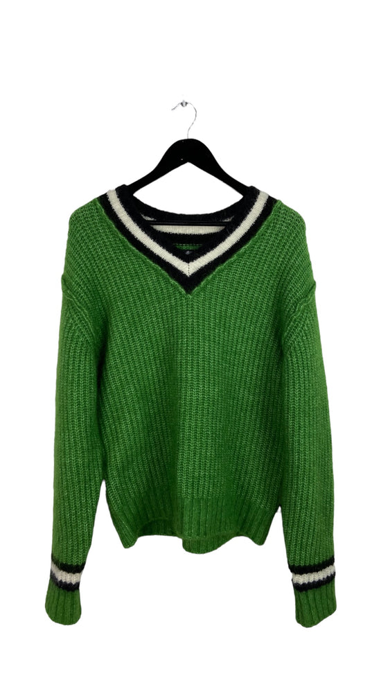 Stussy Mohair Green V-Neck Sweater Sz M