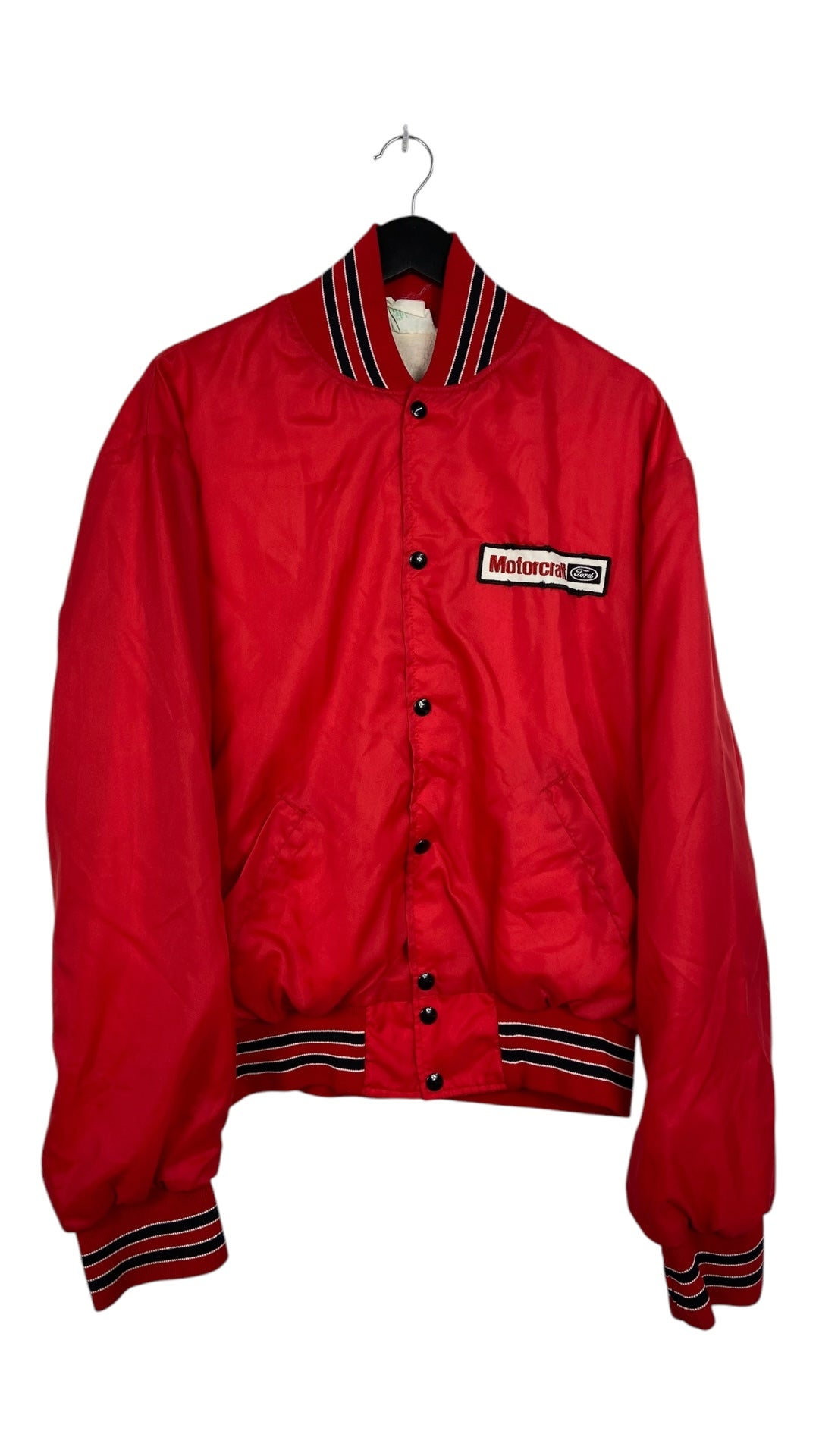 VTG Ford Motorcraft Red Satin Button Up Jacket Sz XL