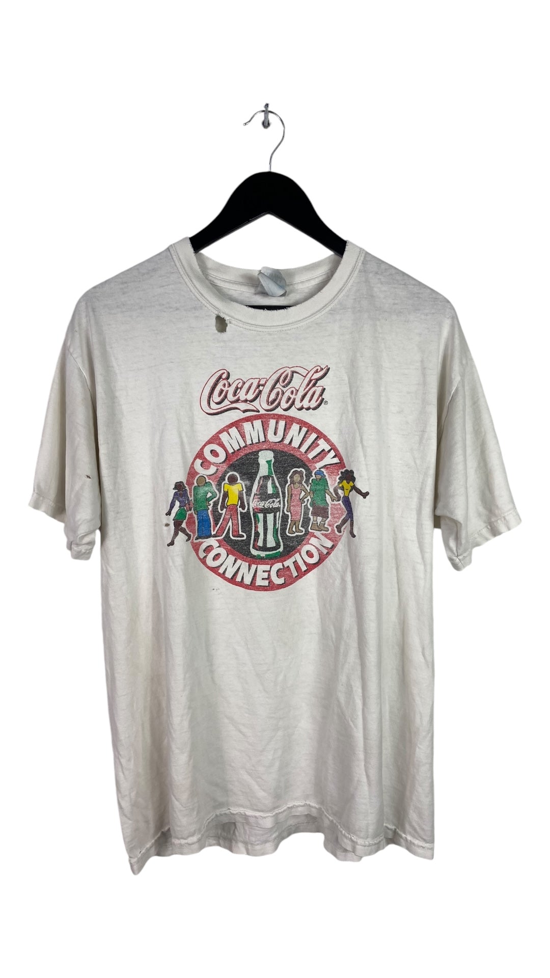 VTG Coca Cola Community Connection Thrashed Tee Sz L