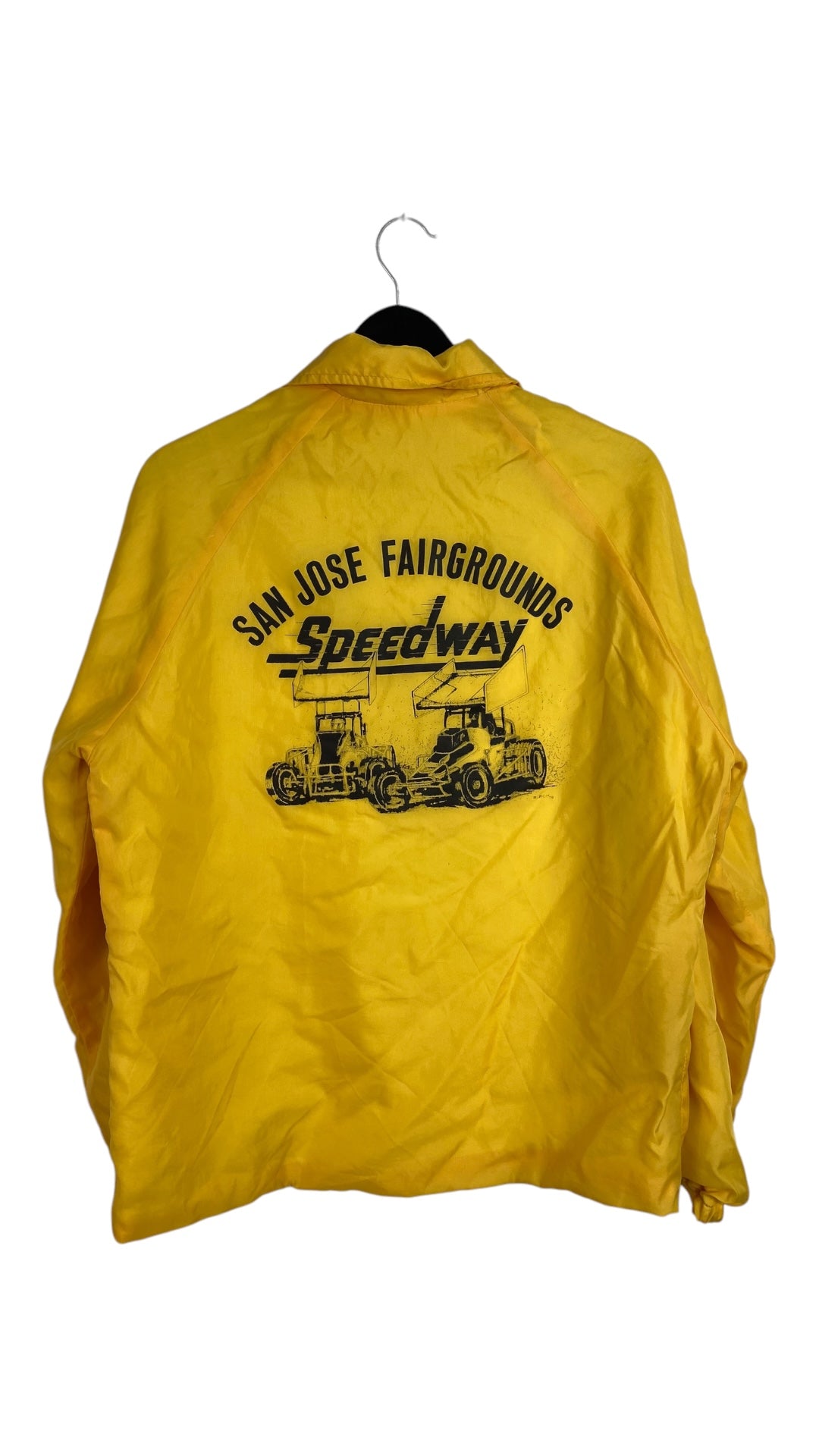 VTG San Jose Fairgrounds Speedway Yellow Coach Jacket Sz M/L