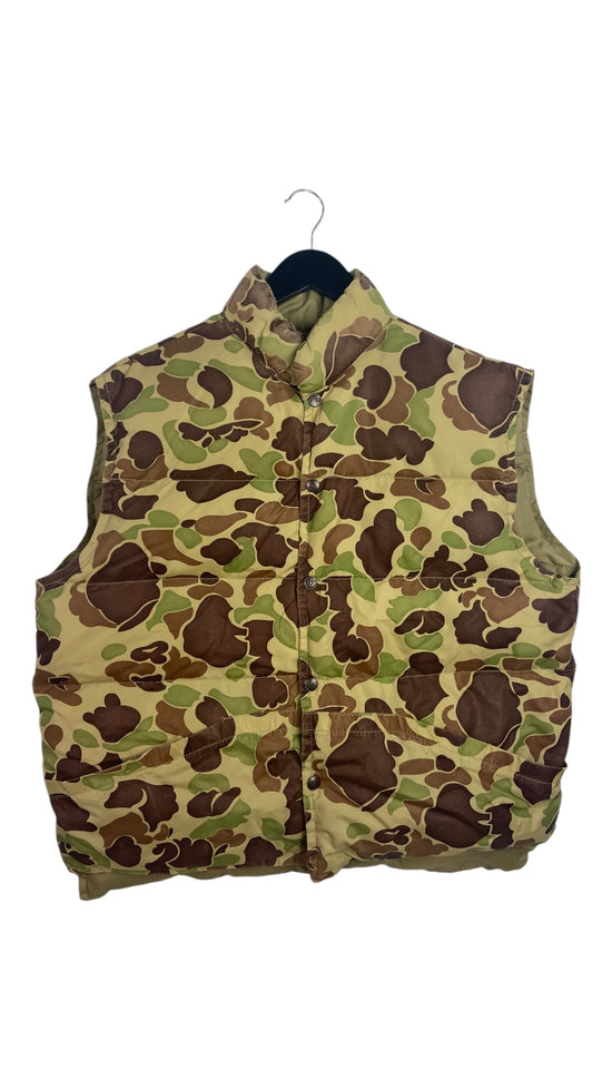 VTG Camo Puffer Button Up Vest Sz L/XL