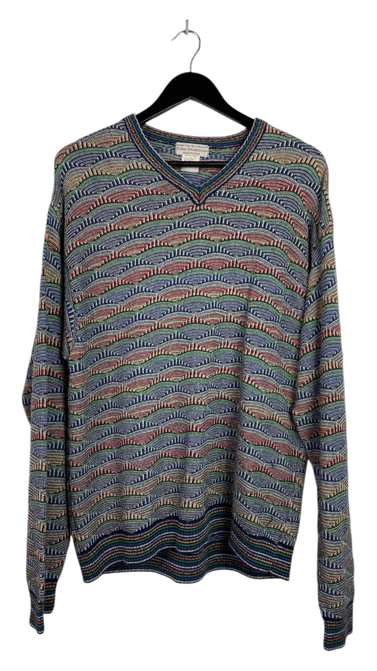 VTG Norm Thompson Fan Design Knitted Sweater Sz L