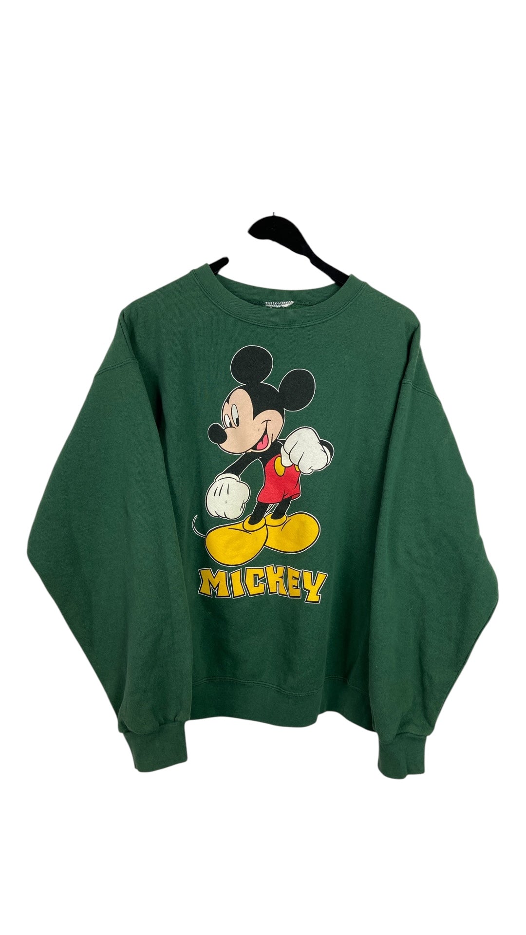 VTG Green Mickey Mouse Graphic Crewneck Sz L