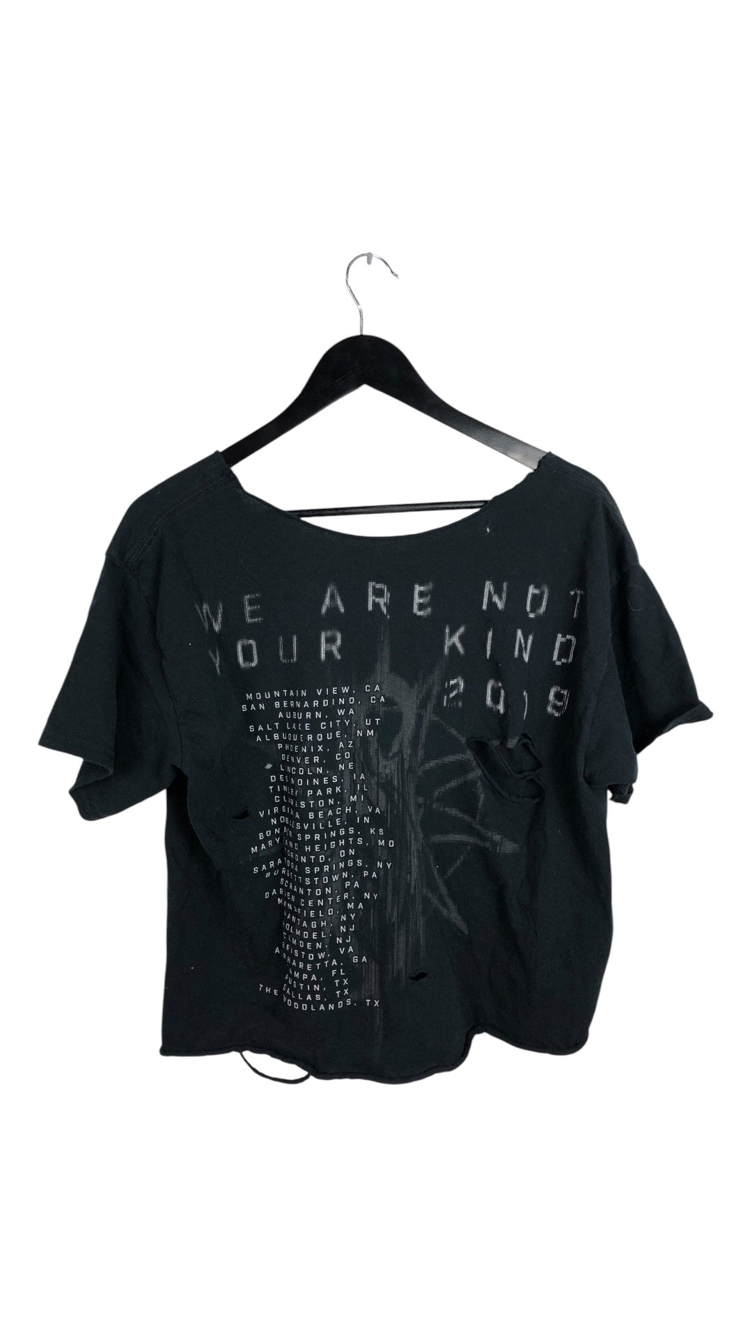 Preowned Thrashed Slipknot 2019 Tour Cutoff Tee Sz M