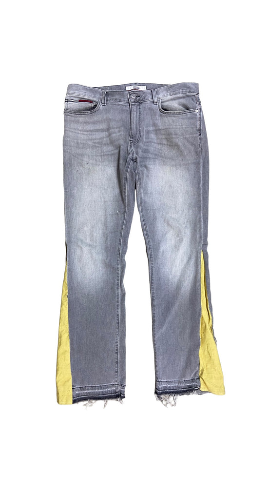 Tommy Hilfiger Reworked Grey/Yellow Denim Flare Jeans Sz 38x32