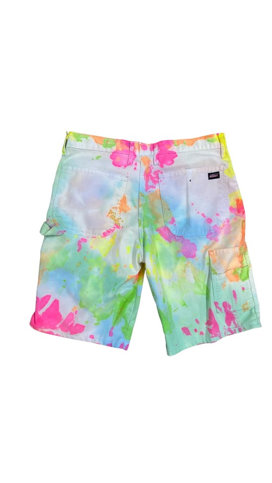 VTG Dickies Tie-Dye Cargo Shorts Sz 34x11