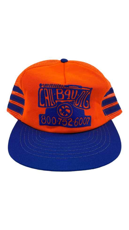 Vintage Call B4U Dig Orange/Blue 3 Stripe Trucker Hat