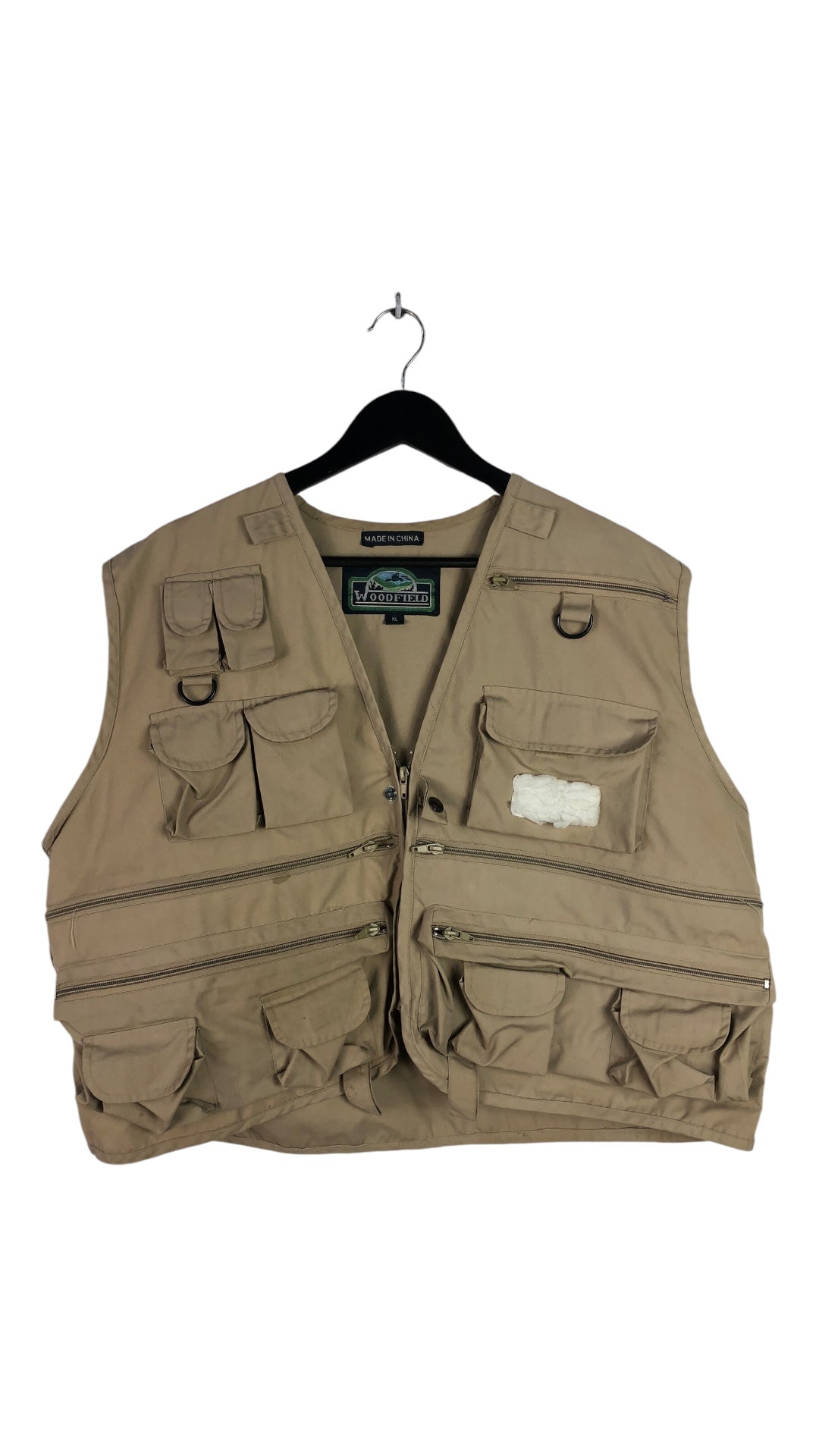 VTG Woodfield Khaki Fishing Vest Sz XL