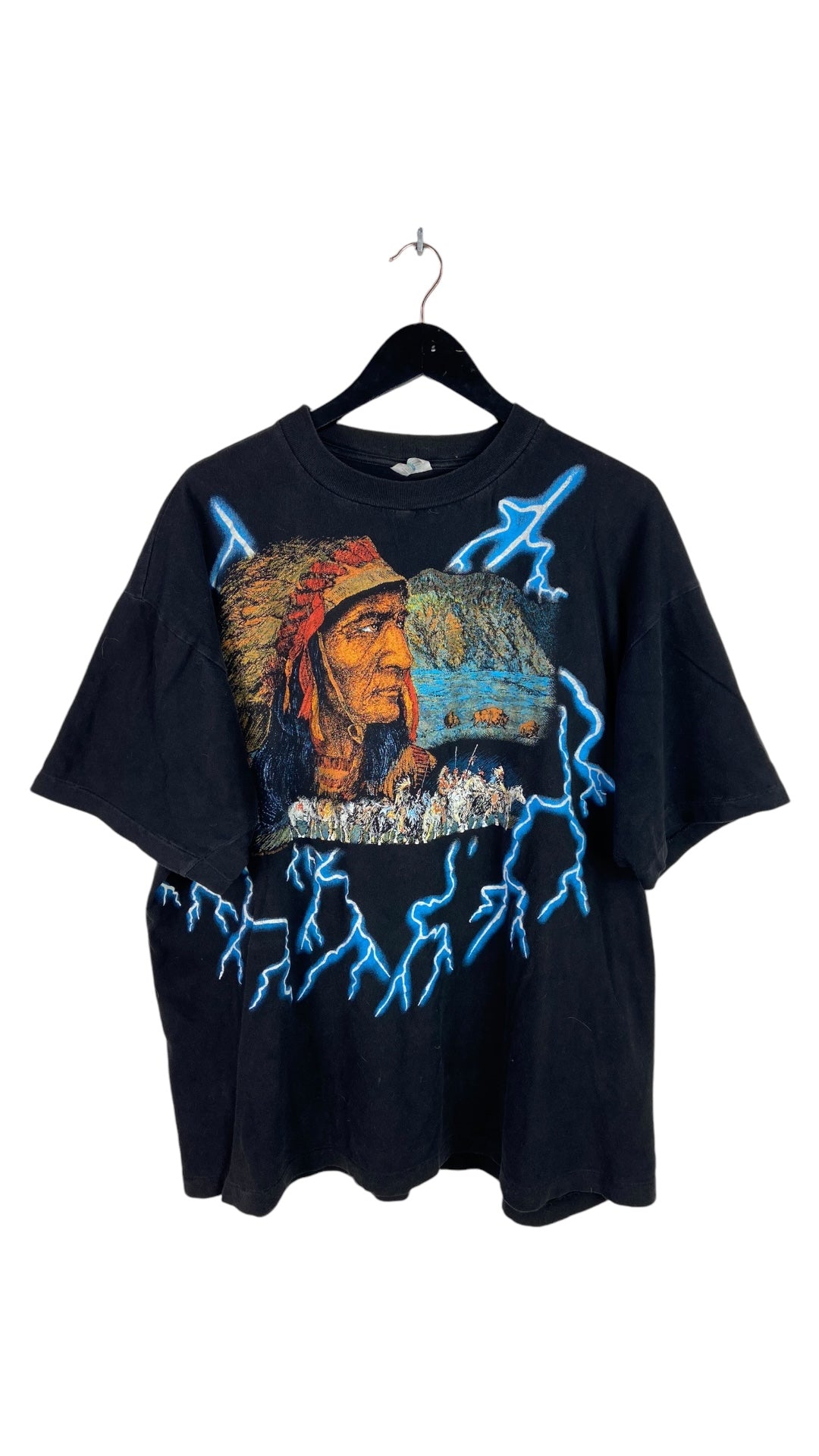 VTG American Thunder Native American Chief Tee Sz XL