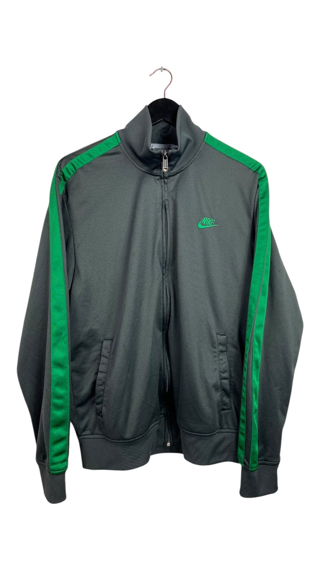 Y2K Nike Silver Tag Black Green Mesh Track Jacket Sz L