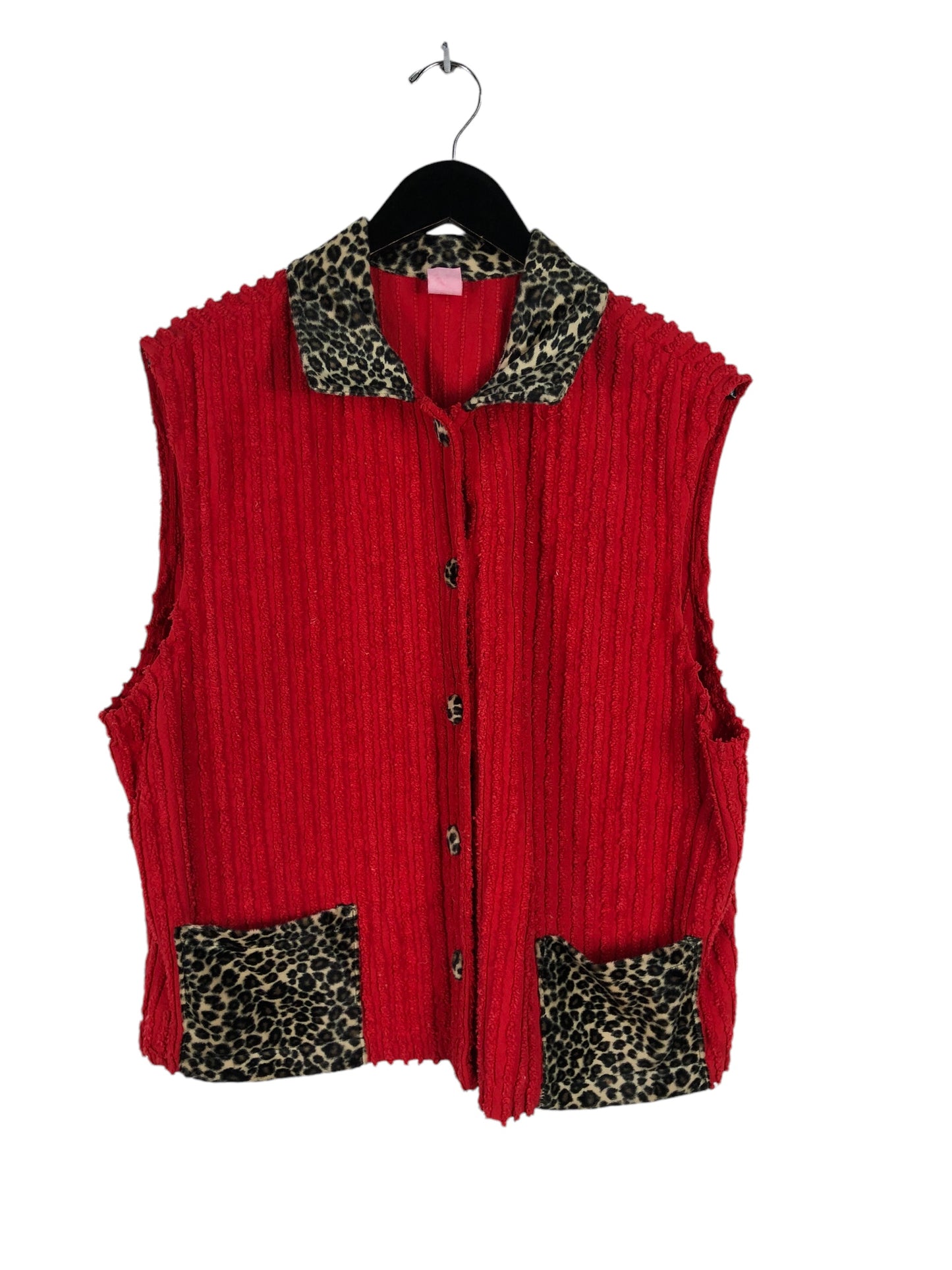 VTG Red Leopard Chenille Sz L/XL