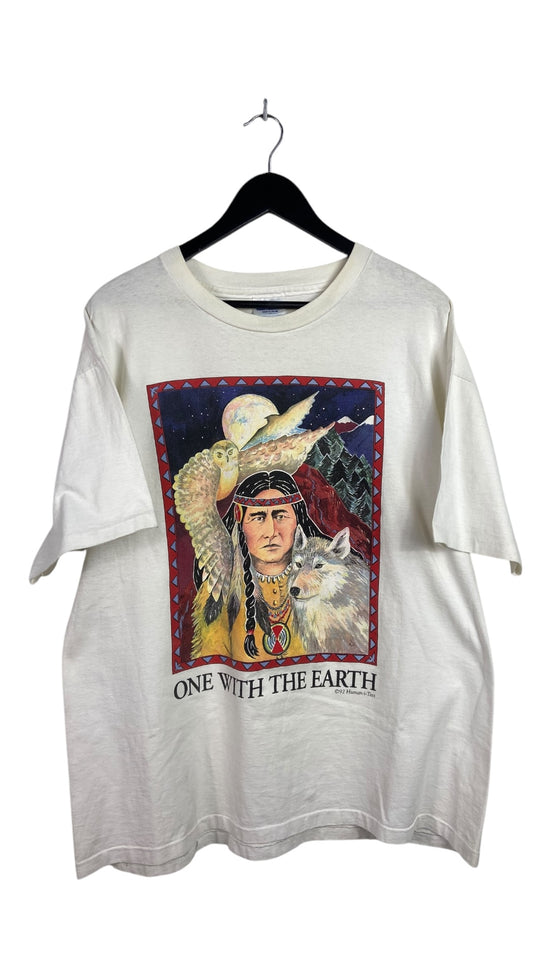 VTG 1992 One With The Earth Native Tee Sz XL