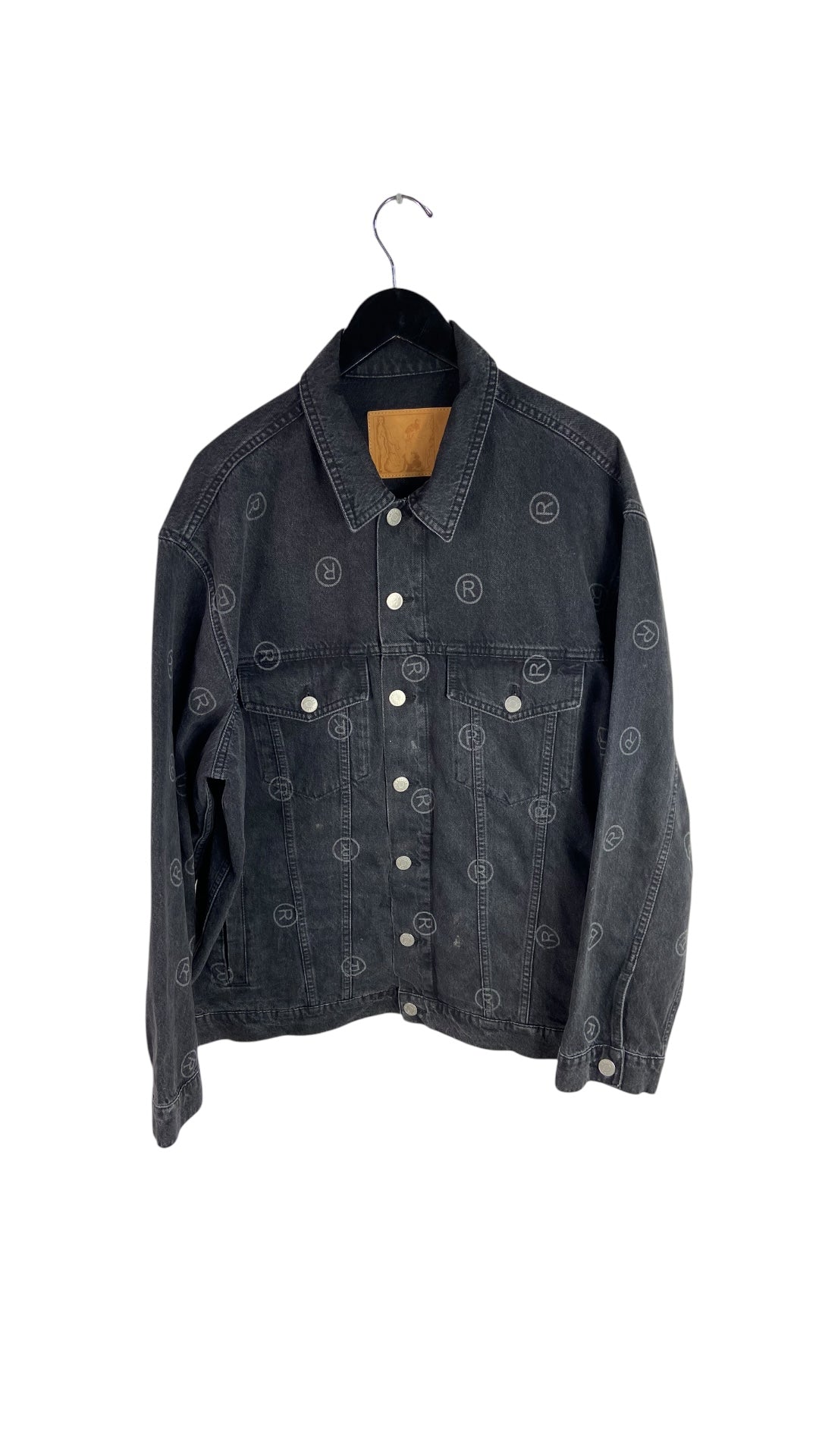 Martine Rose Allover Logo Printed Buttoned Denim Jacket