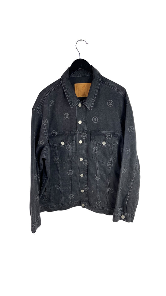 Martine Rose Allover Logo Printed Buttoned Denim Jacket