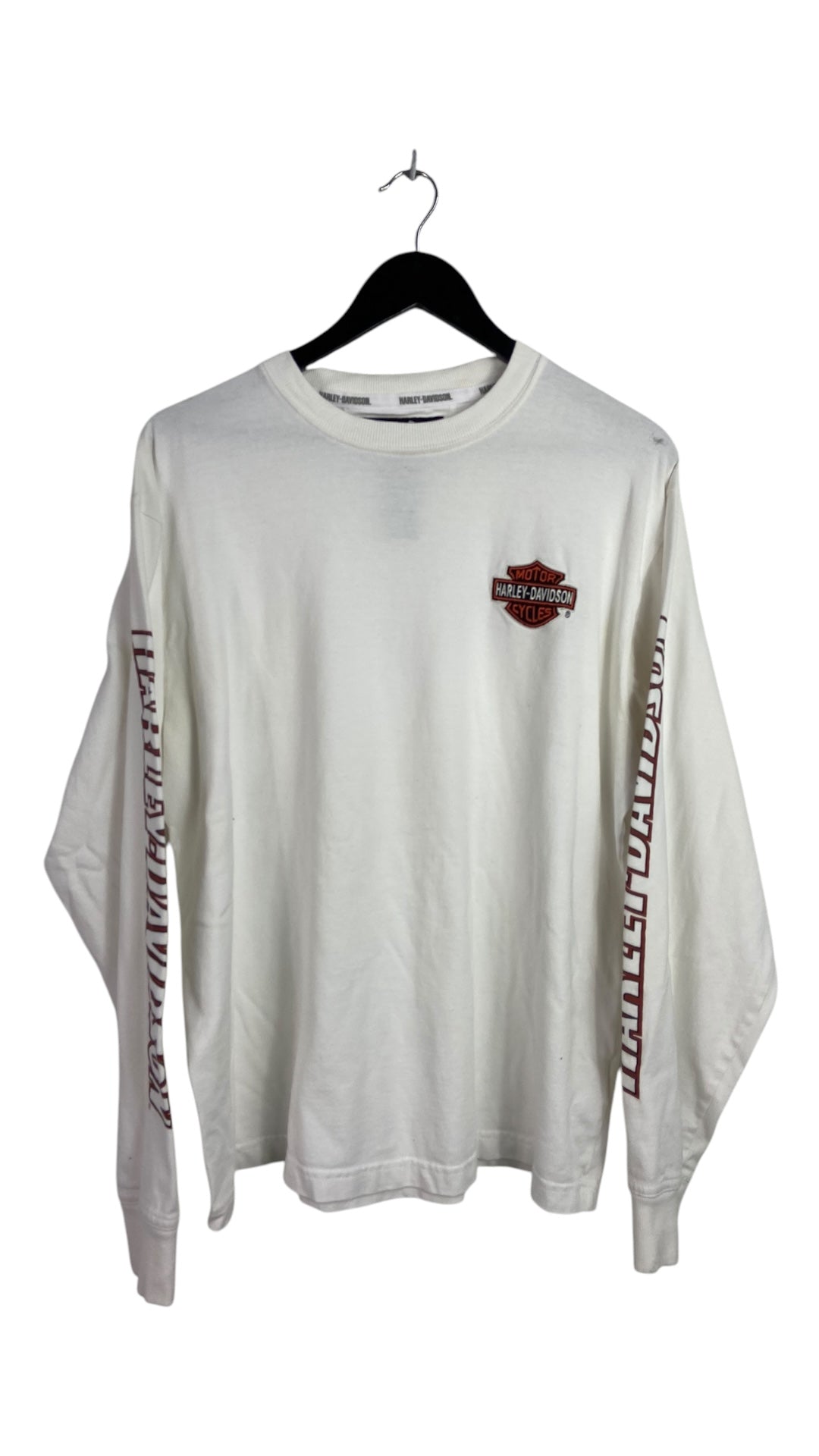 VTG Harley Davidson L/S Embroidered White Tee Sz L