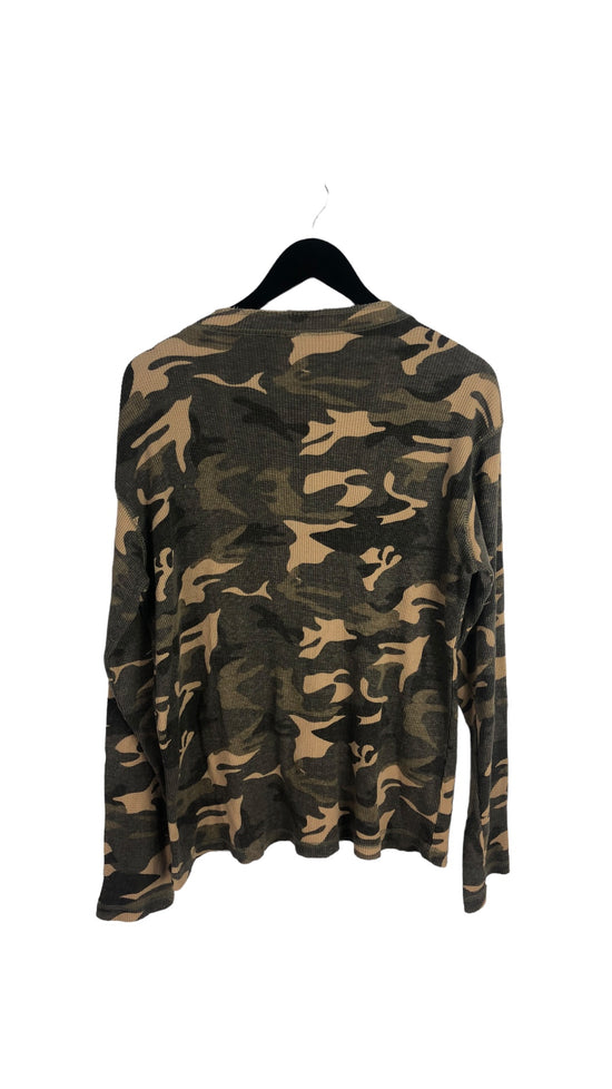 VTG Camo Waffle Knit LS Shirt Sz L