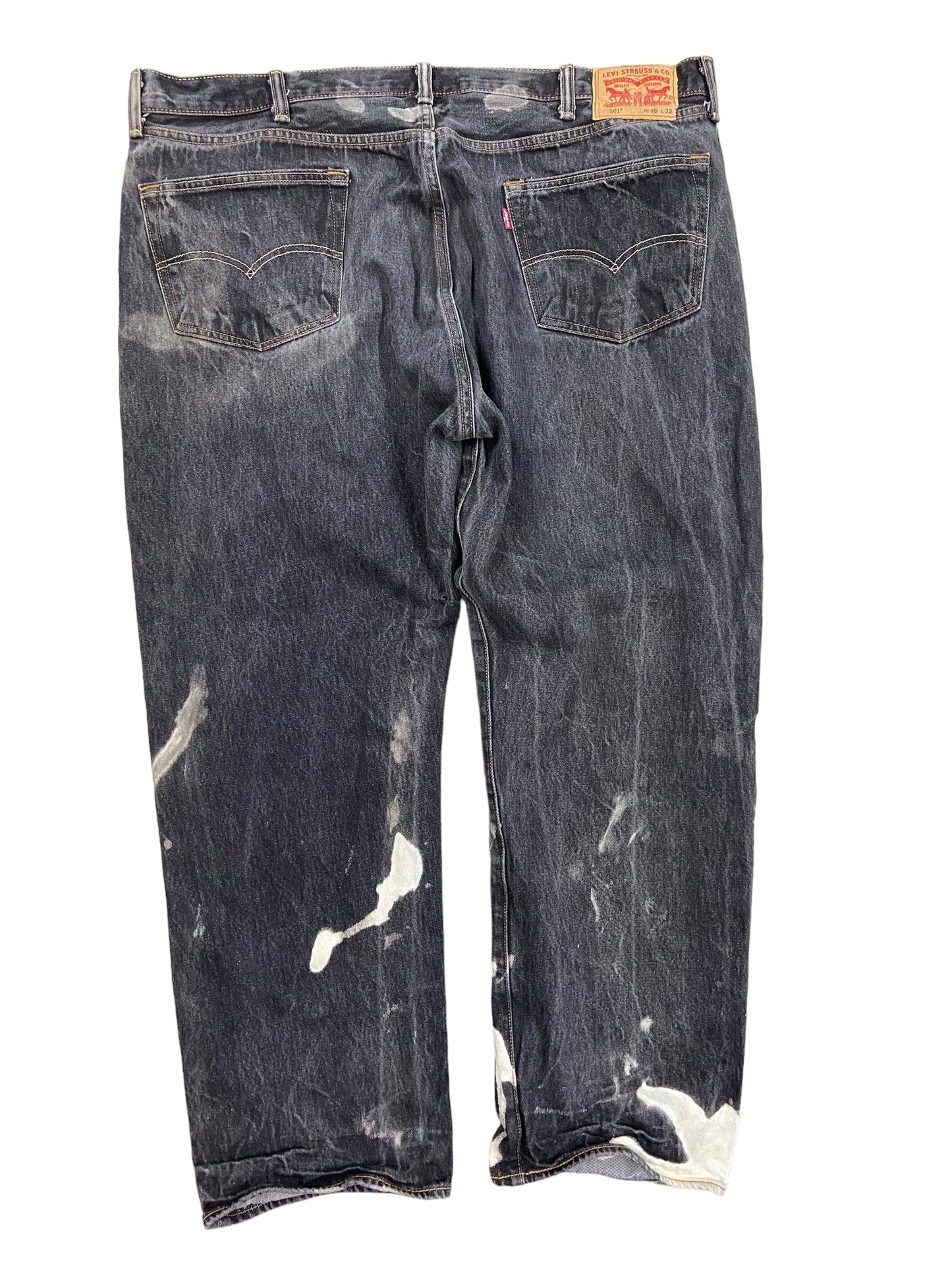 VTG Levi's 501 Black Bleached Jeans Sz 44x30