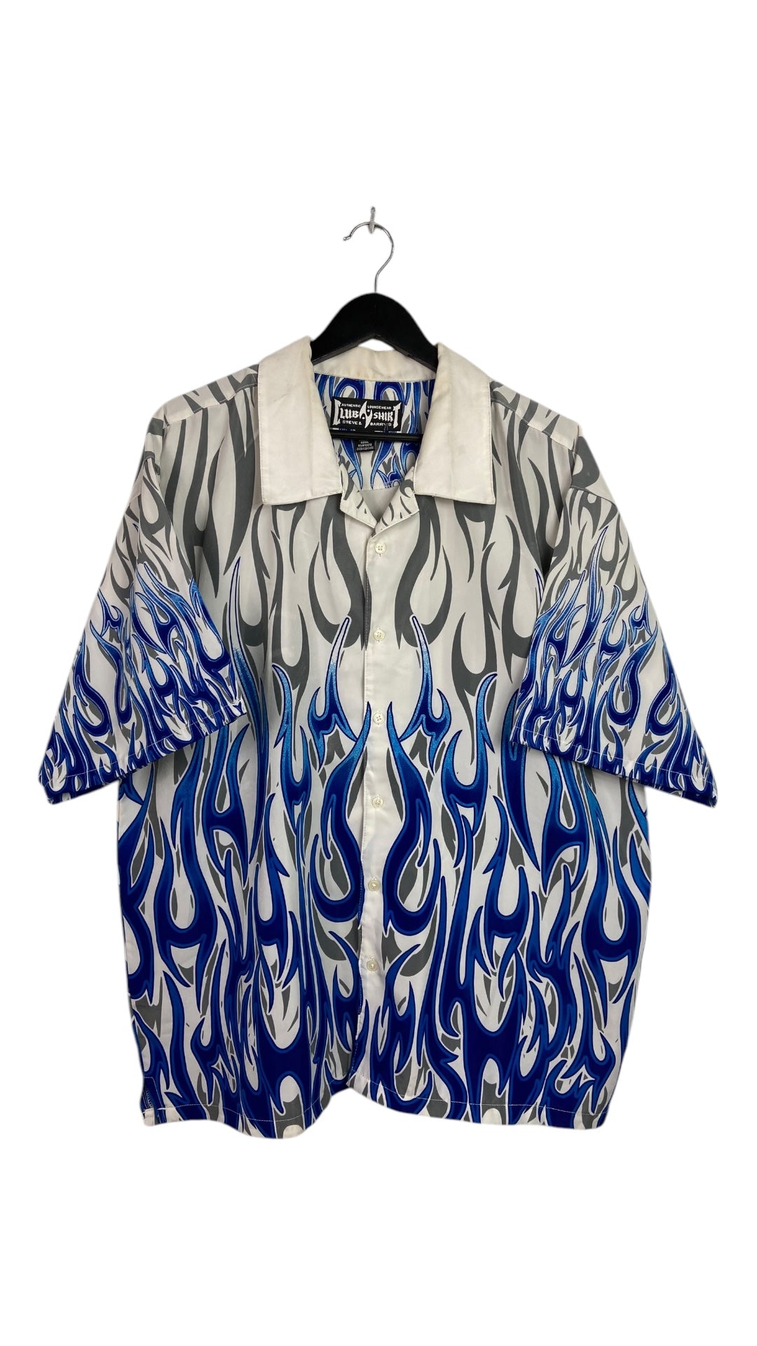 Y2K Steve & Barry’s Flame Button Up Shirt Sz XL