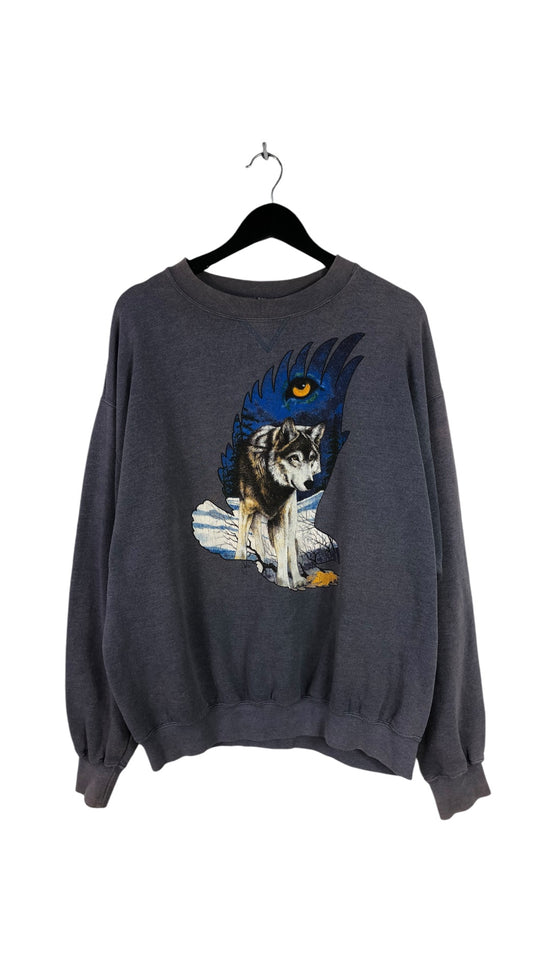 VTG Eagle Wolf Winter Crewneck Sz L/XL