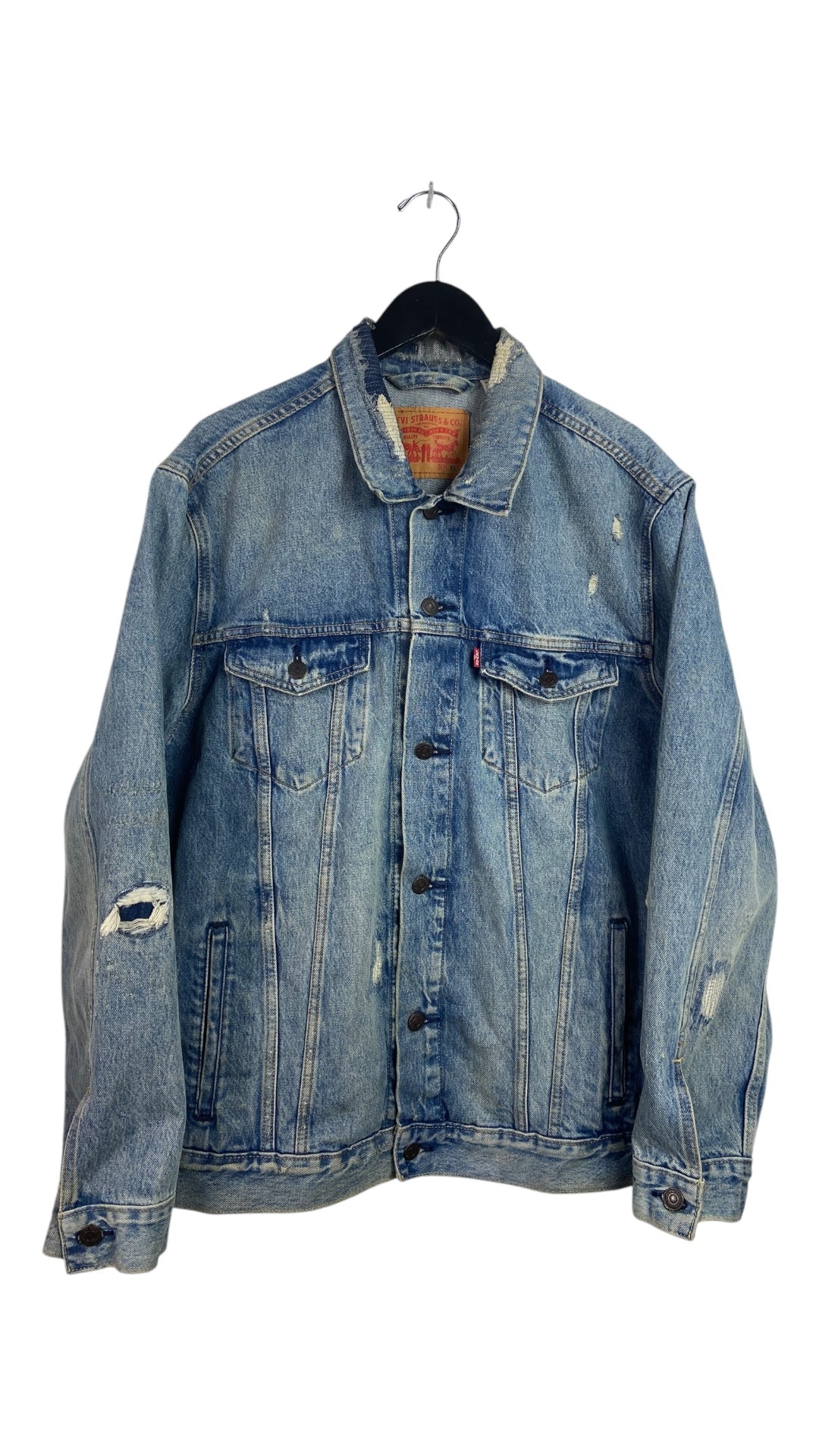 Distressed and Repaired Levi’s Denim Jacket Sz XL