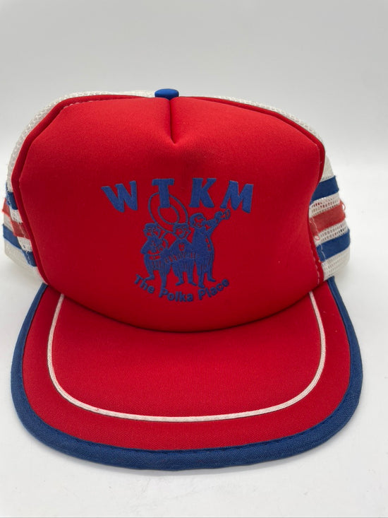 VTG WTKM The Polka Place 3 Stripe Trucker Hat