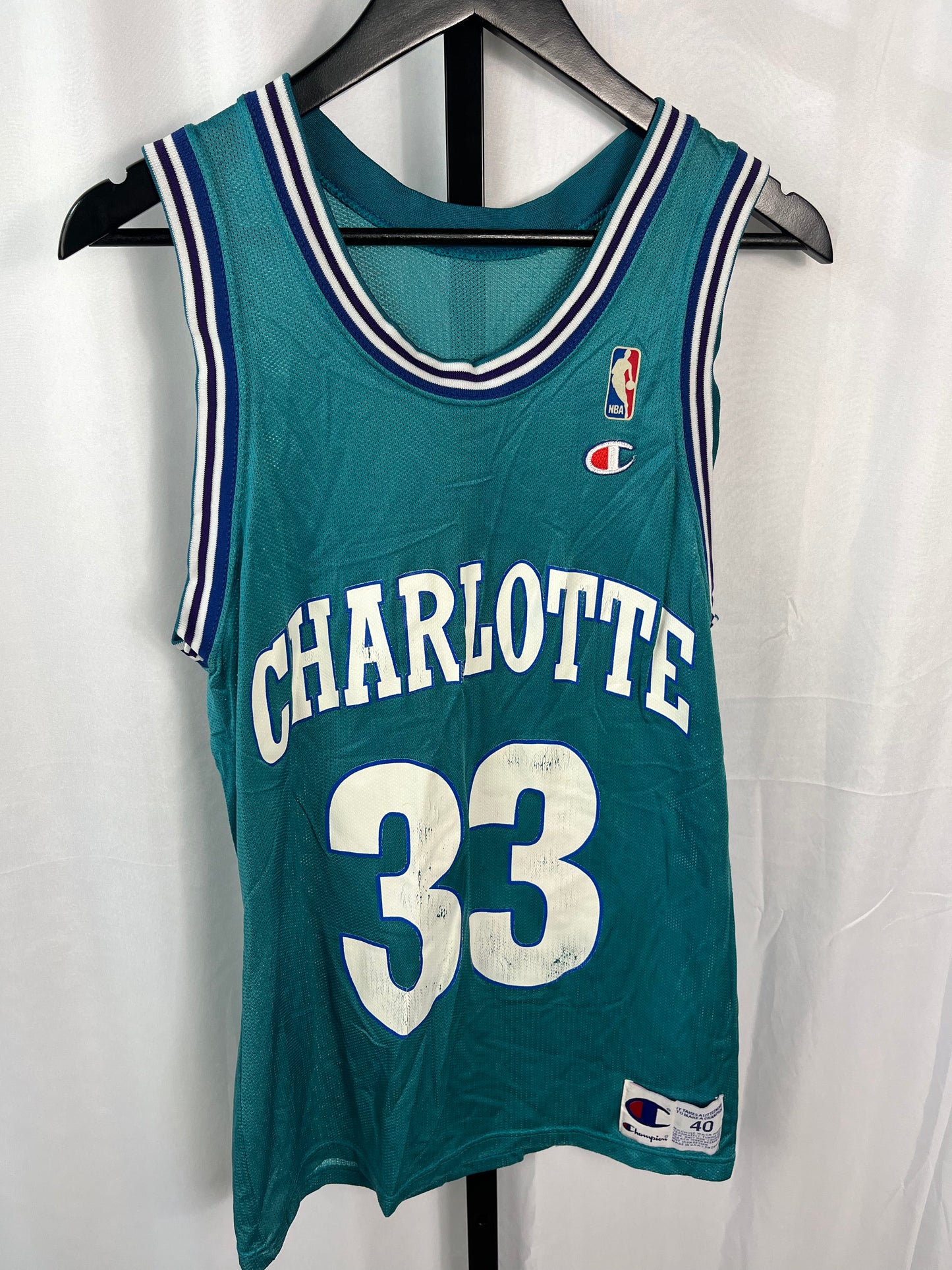 Vintage Charlotte Hornets Alonzo Mourning 33 Jersey Champion 